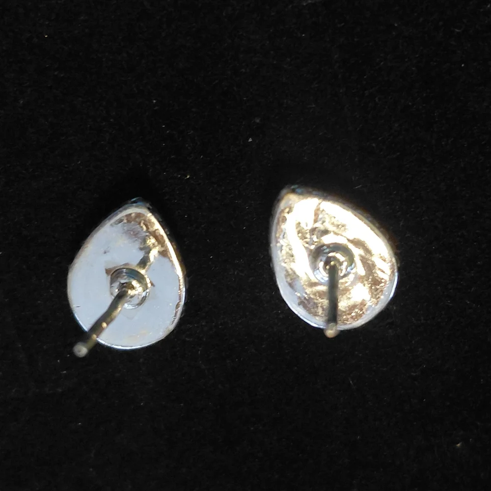 Dainty Silver Larimar Teardrop Stud Earrings